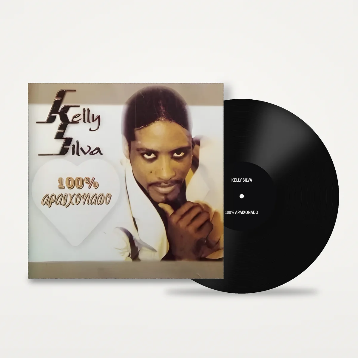 100% Apaixonado by Kelly Silva, sleeve and vinyl record
