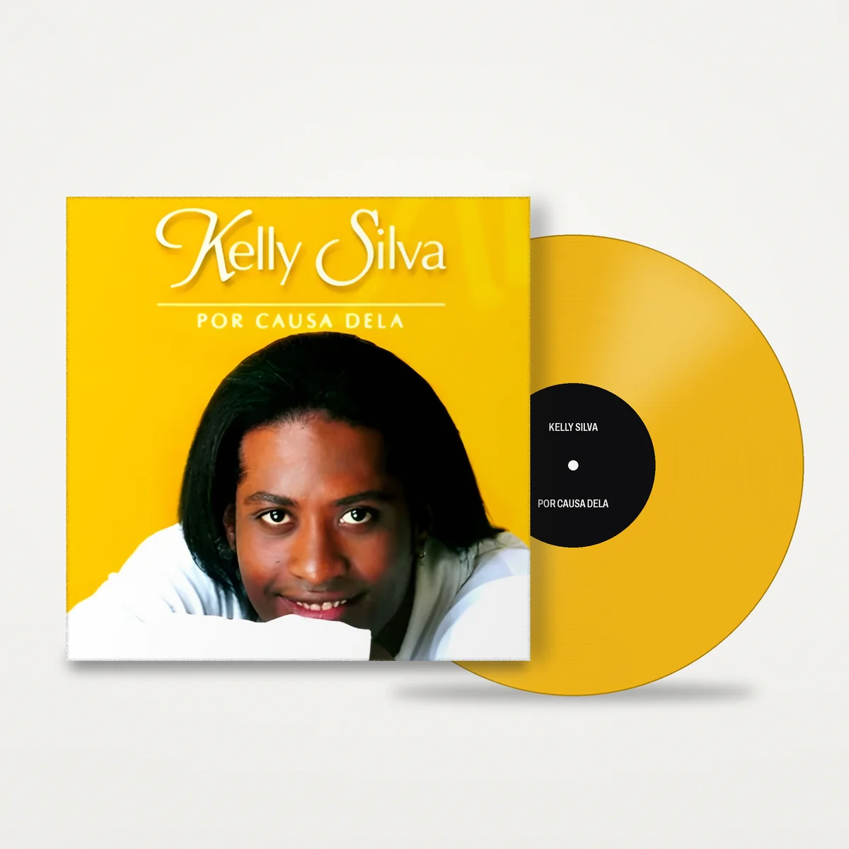 Por Causa Dela by Kelly Silva, sleeve and vinyl record