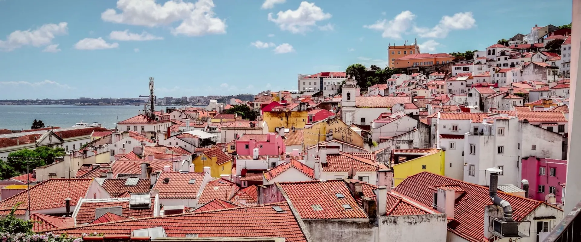 Lisbon rooftops above the river Tagus